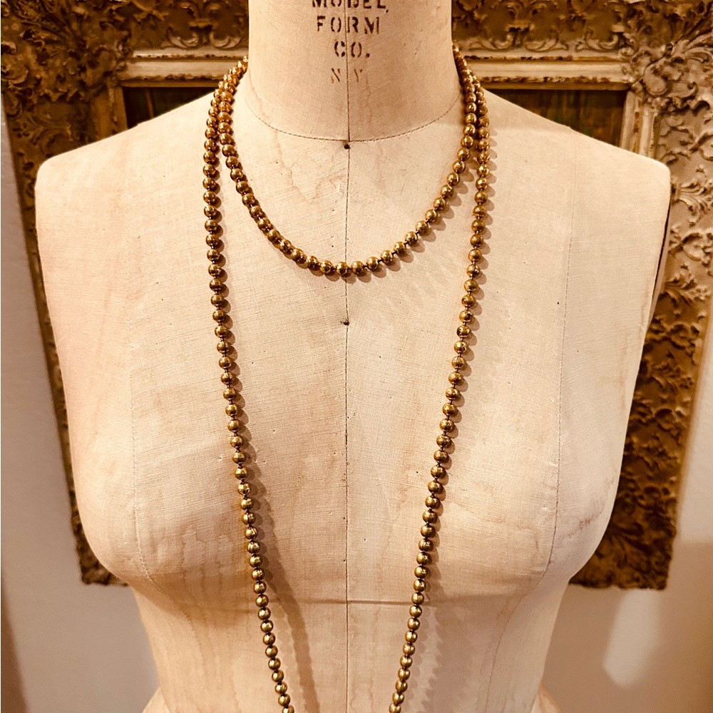 Vintage Brass Long Ball Necklace